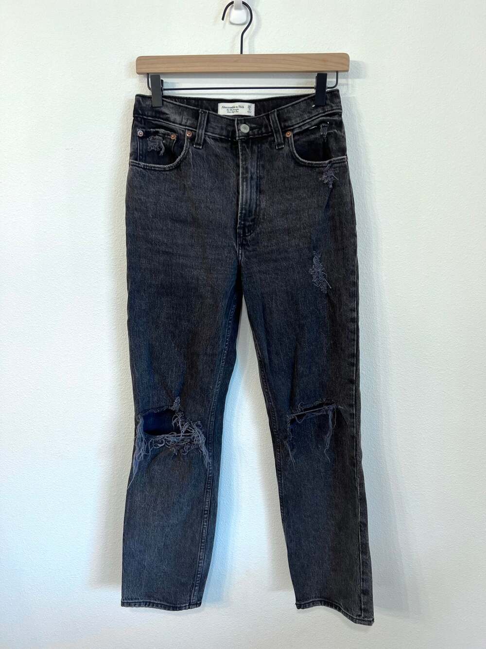 Abercrombie & Fitch 90s Straight Ultra High Rise Black Jeans Women's Size 26 2S